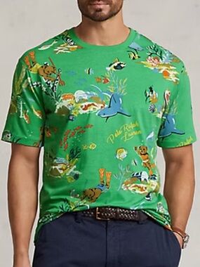 New POLO RALPH LAUREN Iconic Polo Bear “explore the ocean” Jersey T-Shirt sz S